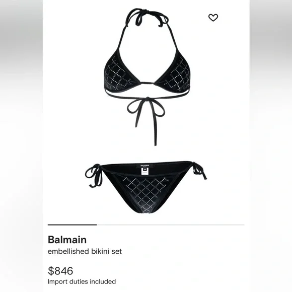 BALMAIN***Crystals on Black Velvet Bikini**F36 US 4 $846 - Picture 2 of 6